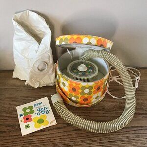 Vintage Lady Schick Tote-N-Dry Electric Hair Dryer MCM Flower Pattern